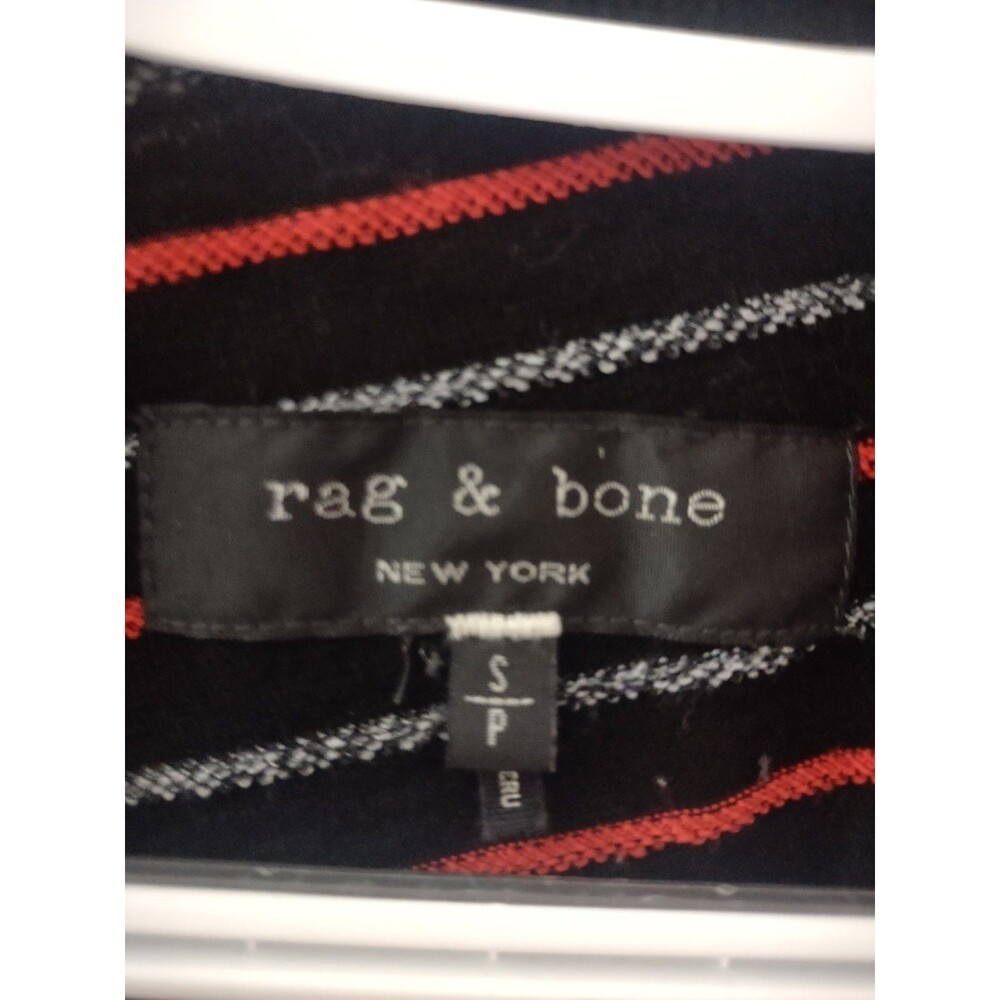 Rag & Bone T Shirt Men's Small Casual Black Red/Grey Striped - Picture 3 of 7